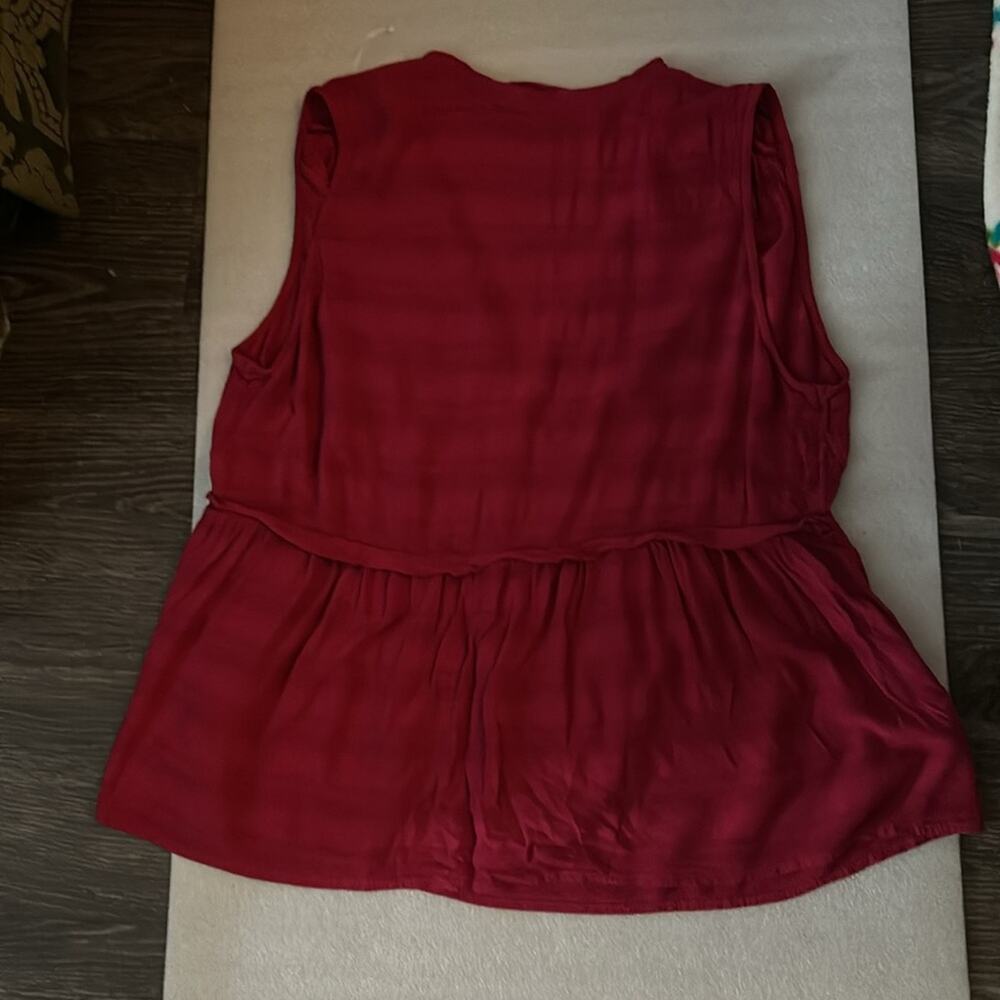 Lucky Brand Sleeveless Ruffle Top  XL V-Neck Boho Indie Bohemian Festival - Picture 6 of 9